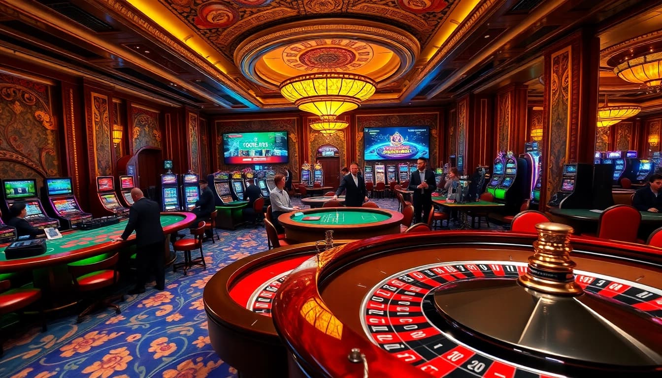 Experience the excitement of gambling at ee88a.co.com with vibrant casino tables and engaging players.