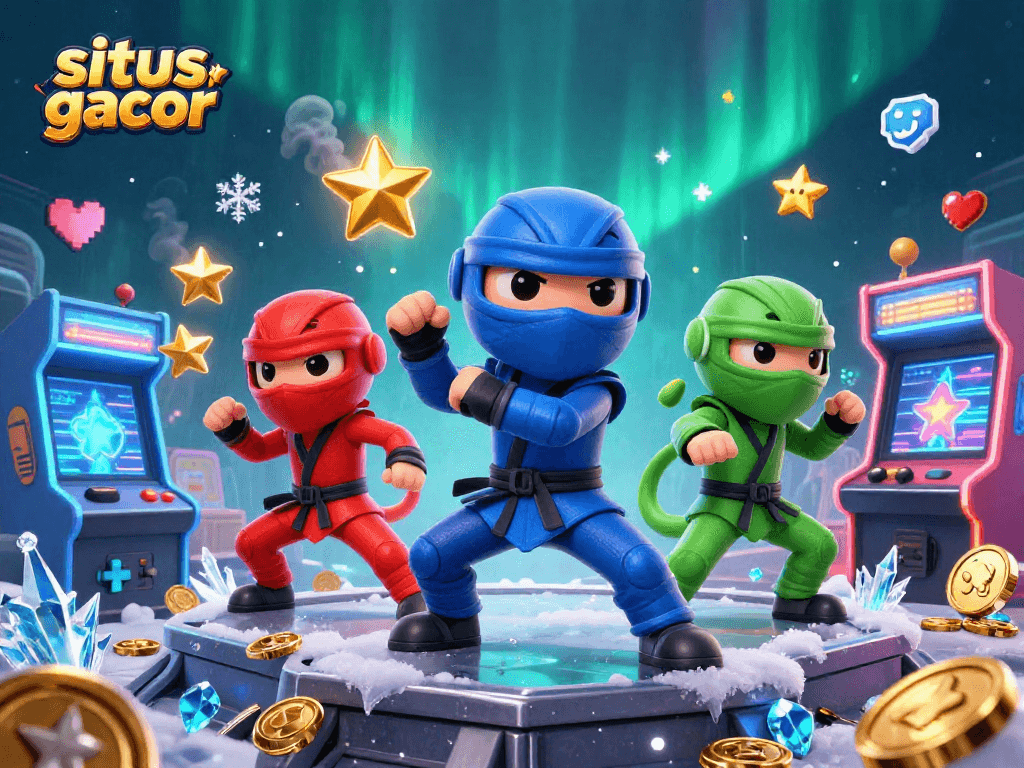 Experience the thrill of situs slot gacor with vibrant game elements and chameleon ninjas in action.