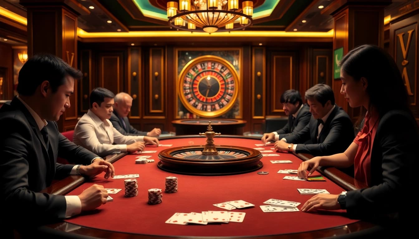 Players engaged in an exciting poker game at f168biz.com, highlighting the thrills of casino gaming.
