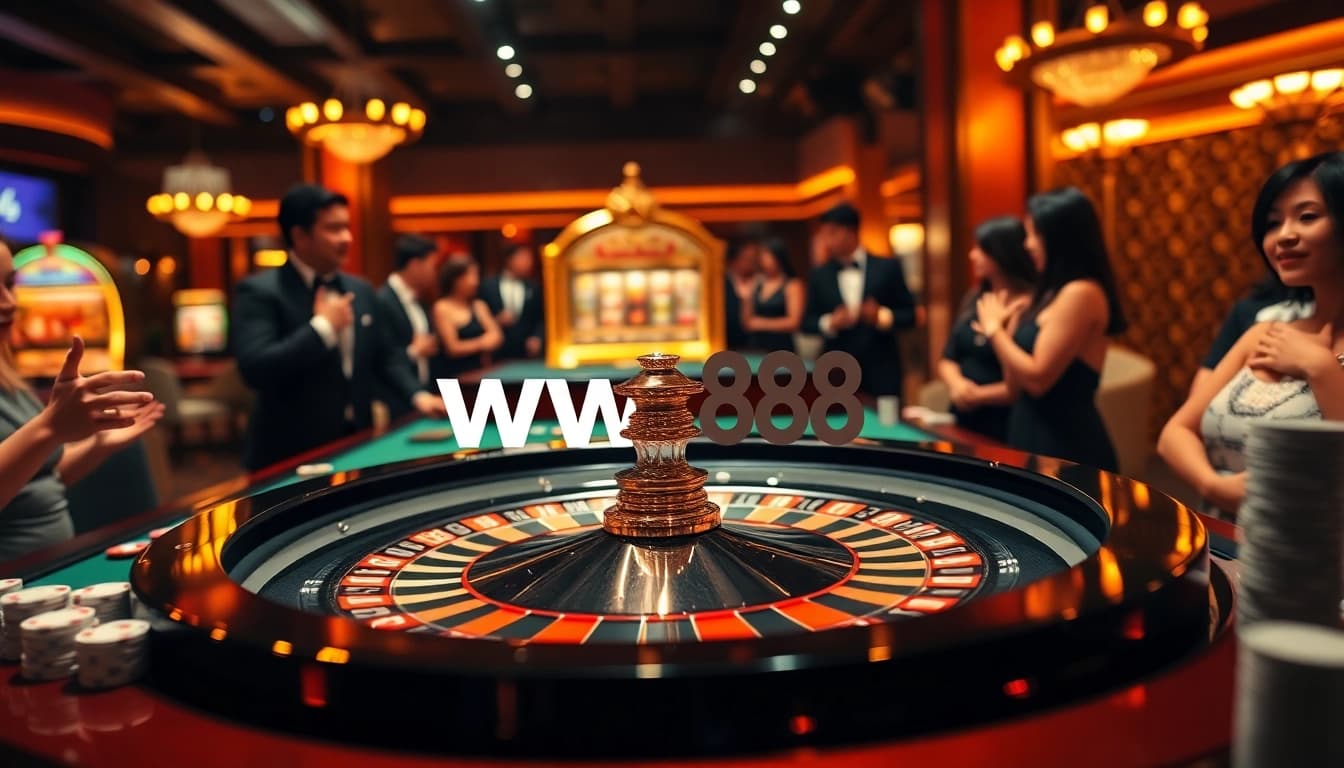 A dynamic scene at a ww88 roulette table, capturing excitement with flying poker chips and an engaging dealer.