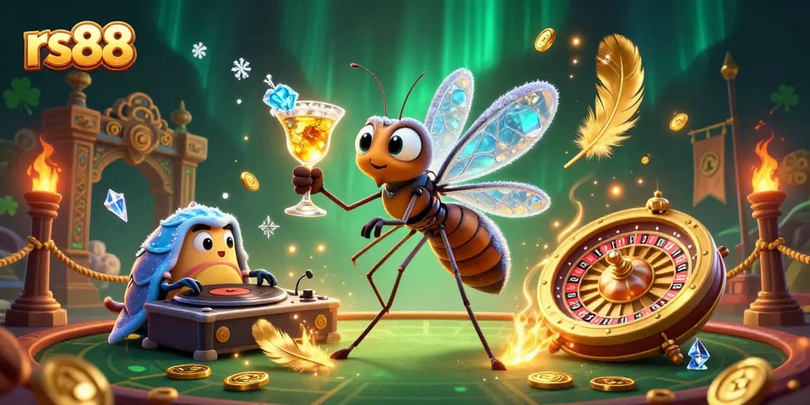 Experience thrilling gaming at rs88 with a lively cartoon casino scene featuring unique characters and elements.