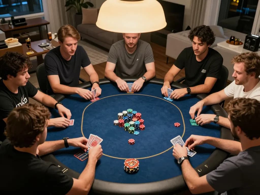 Players enjoying a thrilling poker game at home with dola789, showcasing strategy and social engagement.