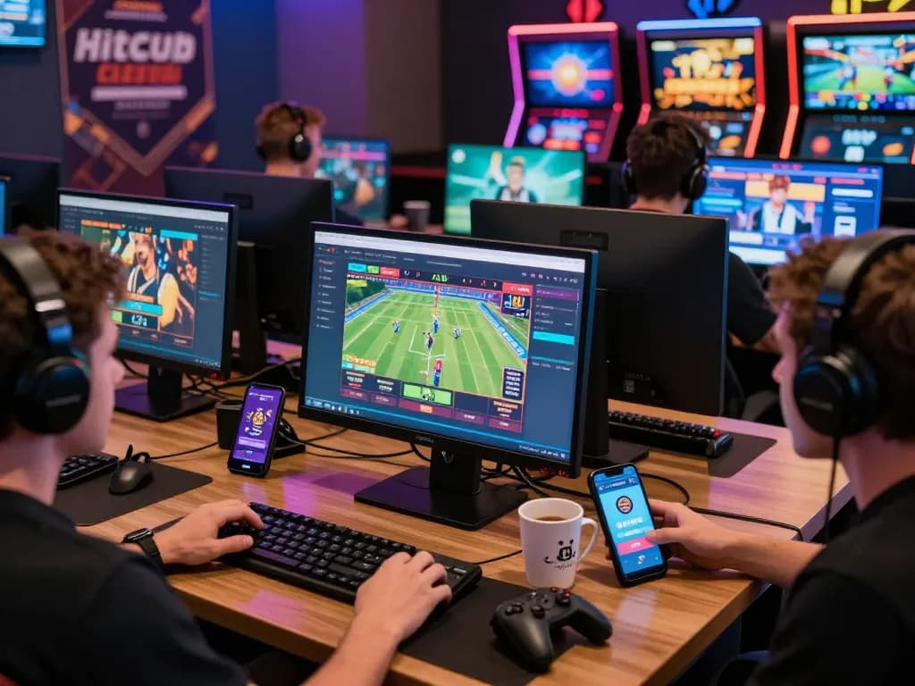 Hitclub online gaming hub with players enjoying various games, showcasing a lively and modern interface for an engaging gaming experience.