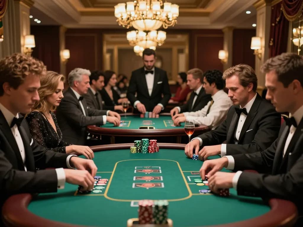 Players enjoying high-stakes poker on https://kjc365.com/ with elegant decor and engaging atmosphere.