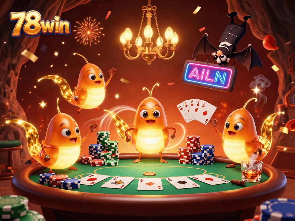 Experience top-tier excitement at 78win's vibrant cave casino scene full of poker action and dynamic characters.