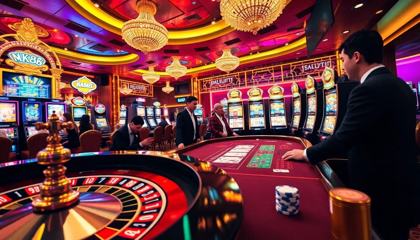 Experience exciting gambling action at nk88 with vibrant casino games, cards, and roulette.