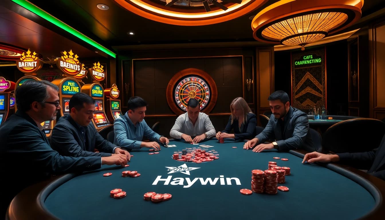 Experience high-stakes poker at Haywin's luxurious casino, filled with excitement and elegance.