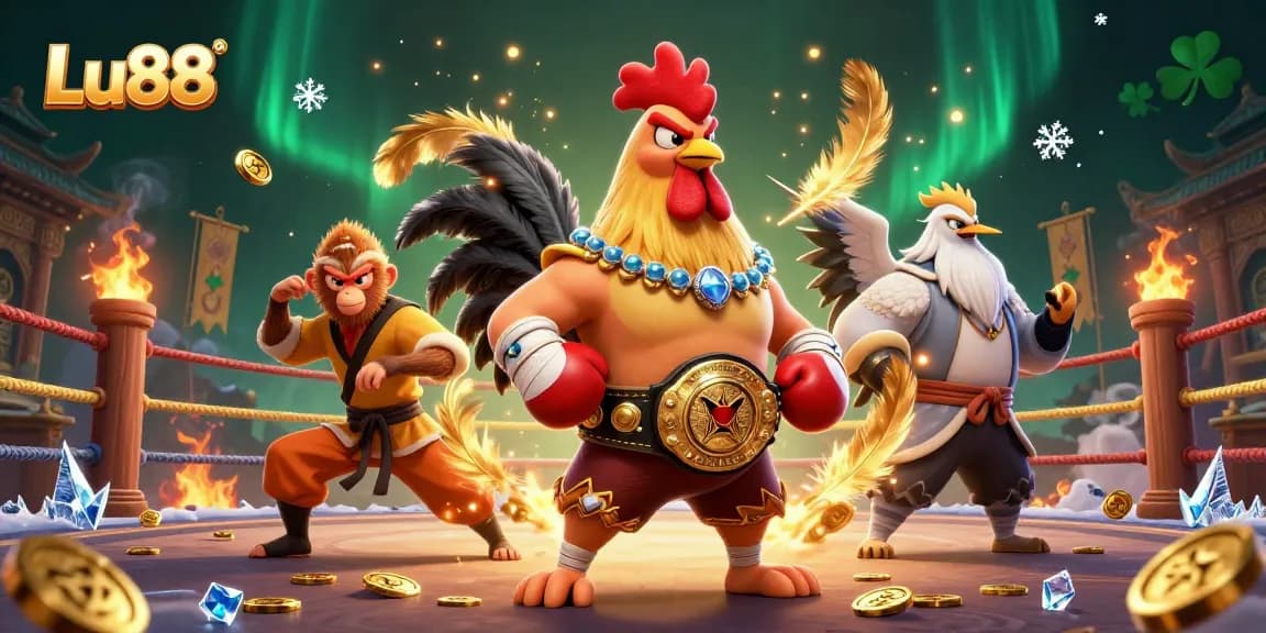 Engage with the colorful Lu88 casino scene featuring dynamic characters and rich gaming elements.