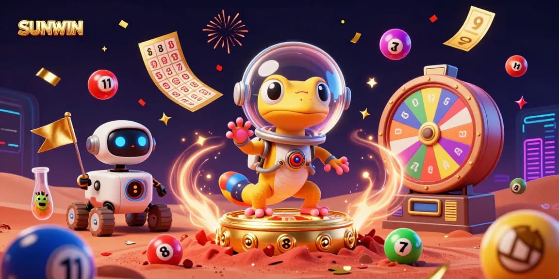 SUNWIN offers an exciting gaming adventure with vibrant prizes, colorful lottery elements, and engaging characters.