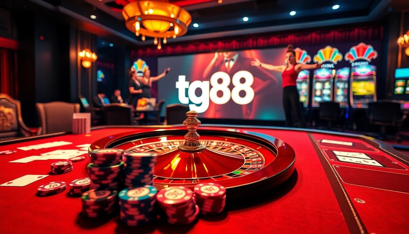 Experience winning moments at tg88 with a luxurious high-stakes poker table and sophisticated casino elements.