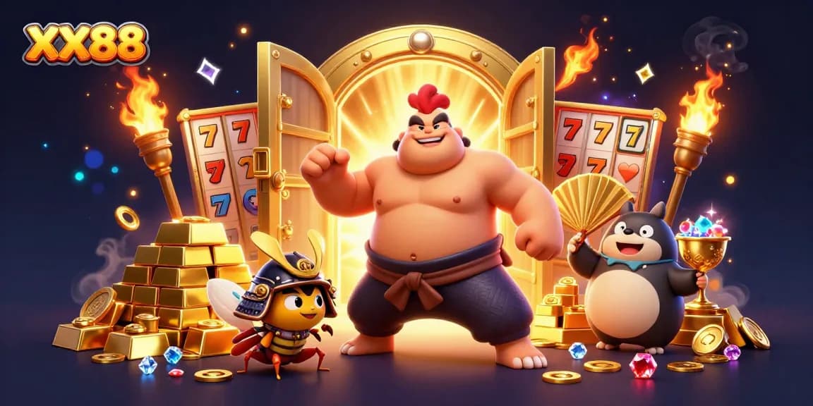 Experience exhilarating gameplay at XX88 with a thrilling casino illustration featuring vibrant game elements.