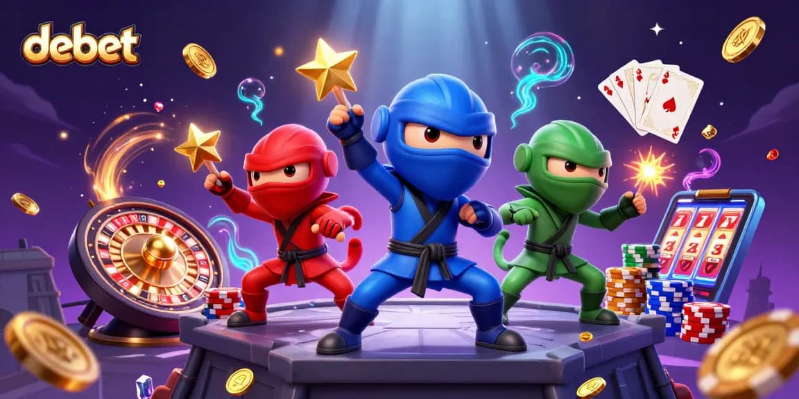 Experience debet gaming thrills with colorful characters in a dynamic casino scene.