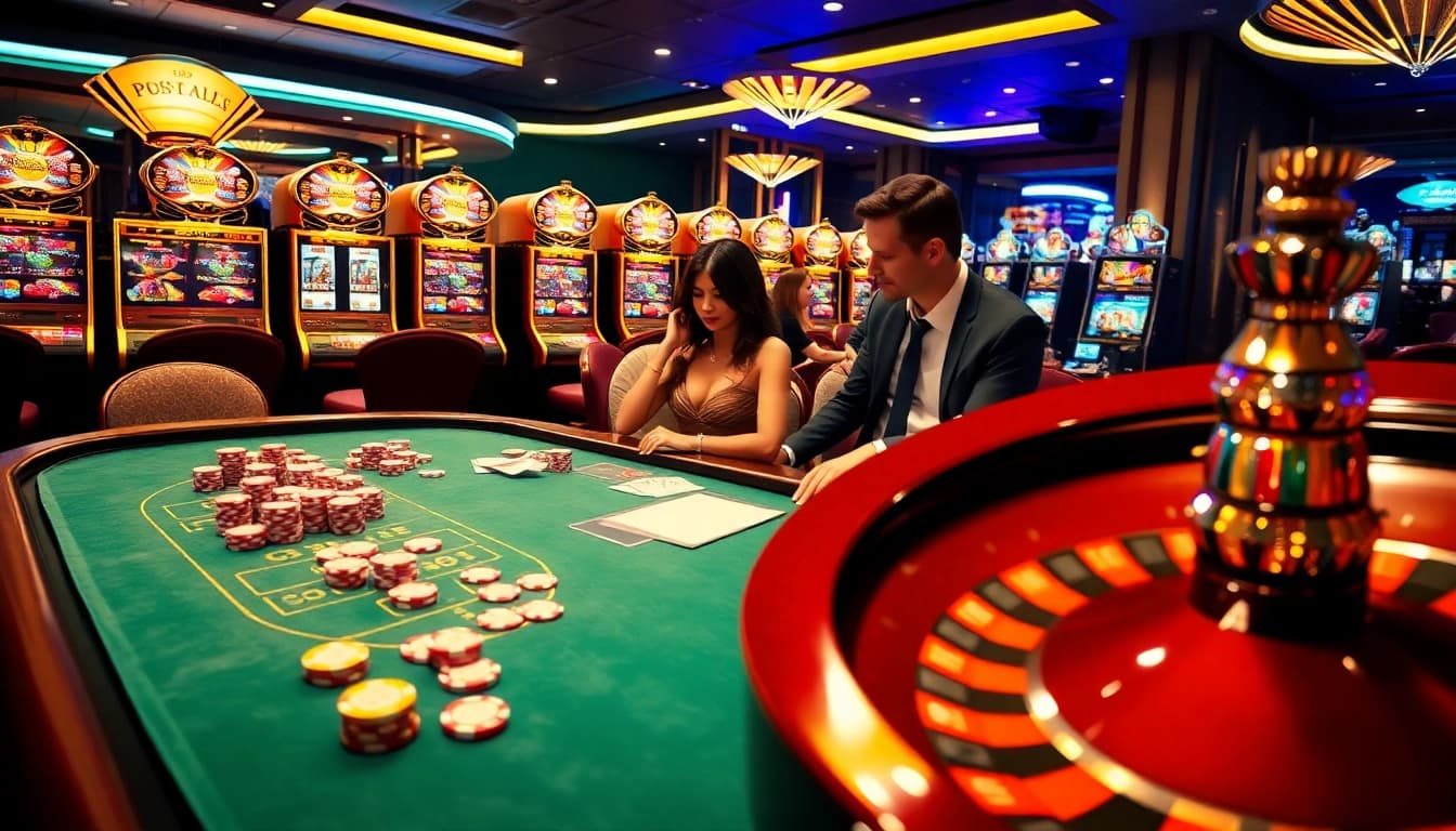 Experience the thrill of nohu 90 with dynamic casino gameplay highlighted in a vibrant scene.