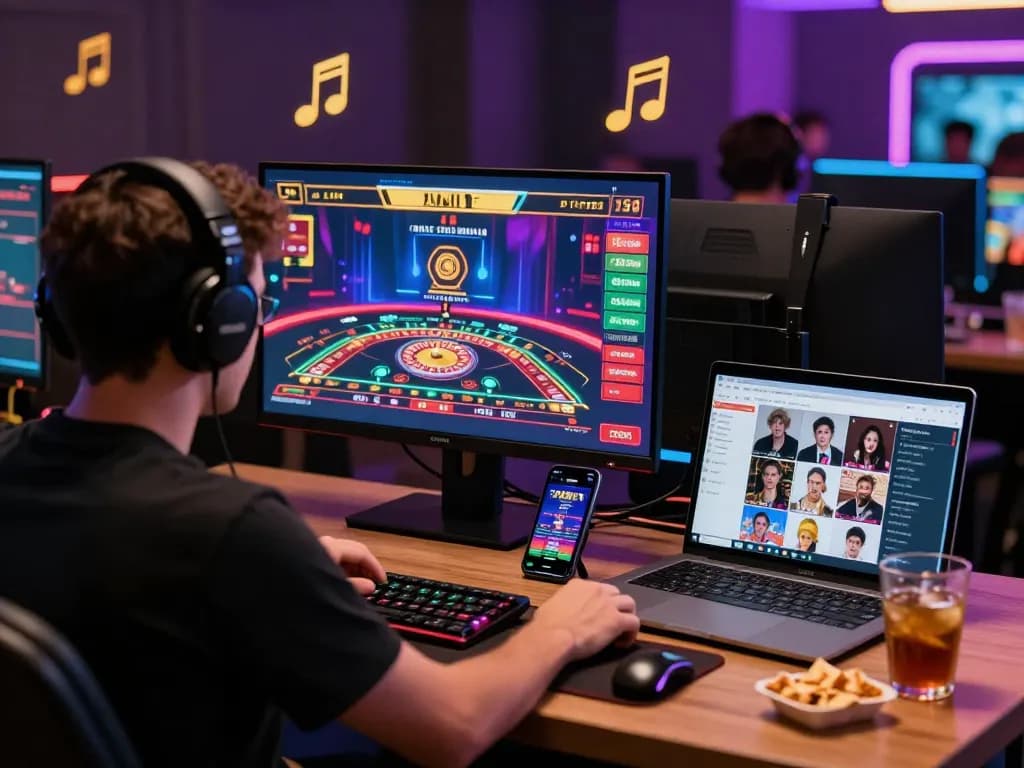 Immerse in the excitement of playing 789club with live casino games in a vibrant gaming setup.