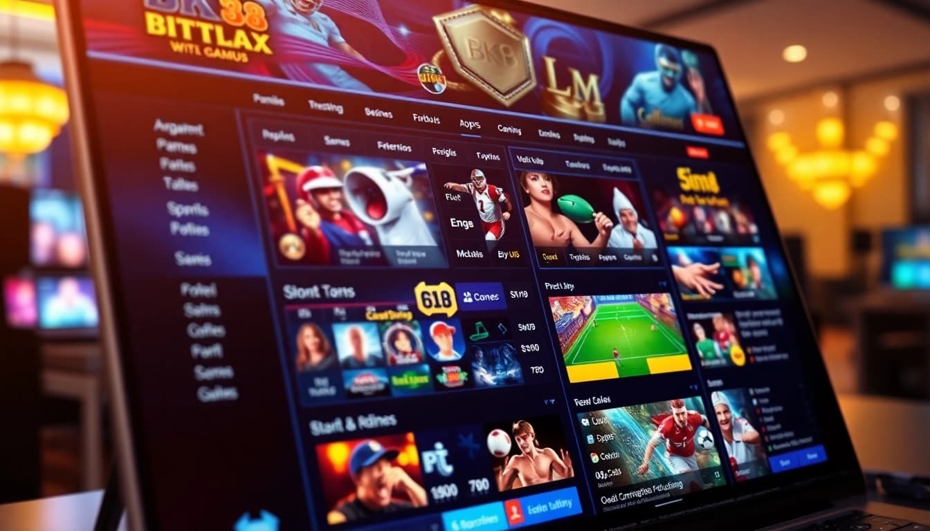 Explore the vibrant interface of bk860s.com, showcasing casino games and sports betting options.