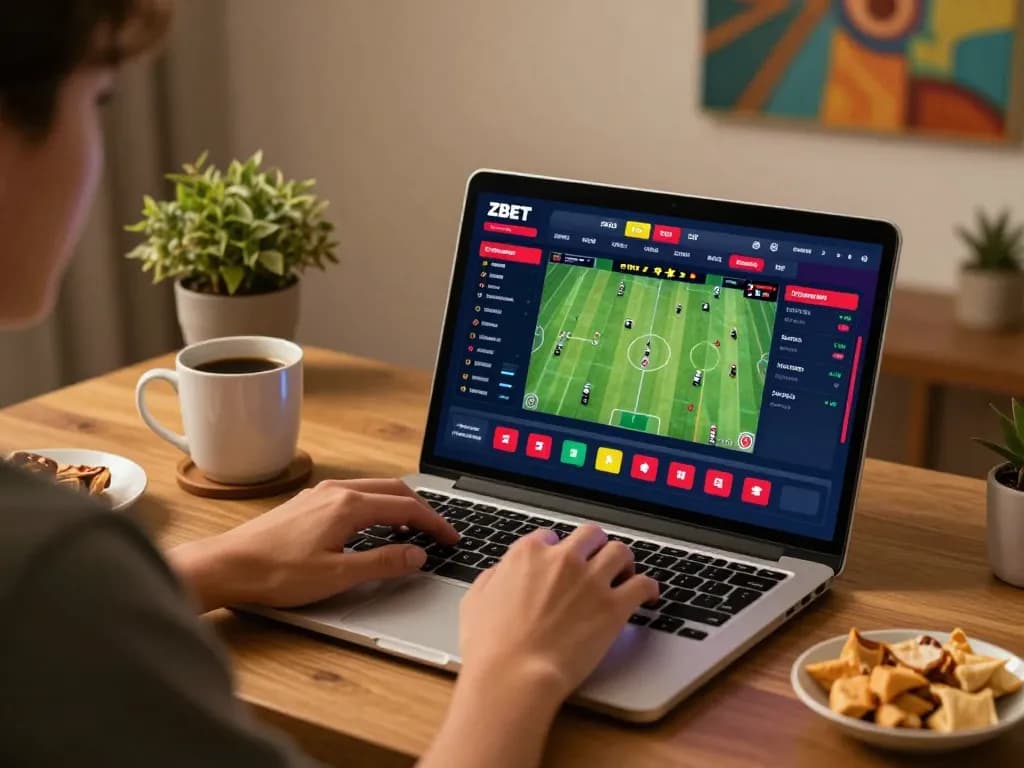 ZBET sports betting interface displayed on a laptop screen during an online gambling session.