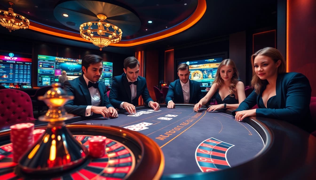 Experience thrilling gameplay at rik vip with vibrant casino tables and elegant poker setups.