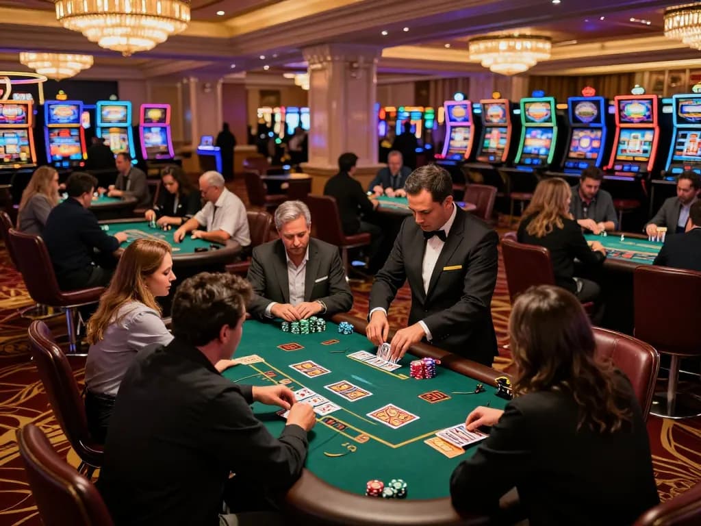 Players engaged at a blackjack table, showcasing the excitement of strategic betting with TX88 cards in play.