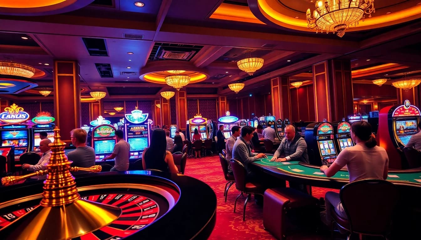Experience the excitement at PG88 with vibrant roulette and slot games in an elegant casino.