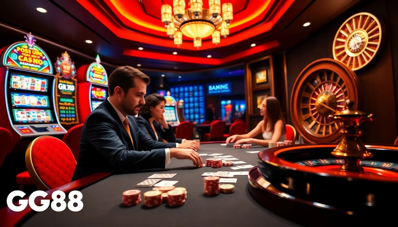 Experience the thrill of gaming on gg88 com with vibrant casino tables and exciting slot machines.