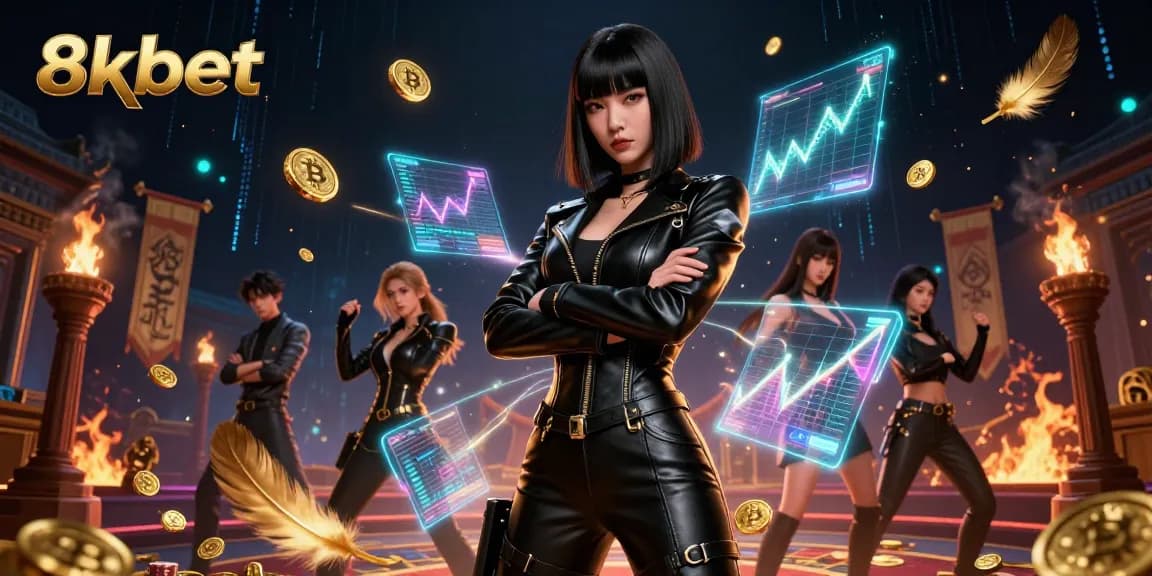 8xbet showcases thrilling gaming excitement with a stunning Asian woman amidst vibrant casino elements.