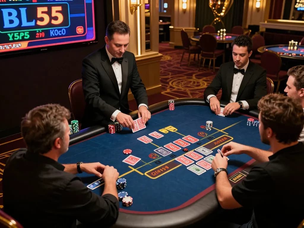Engaged players enjoying a live dealer game at BL555 casino with dynamic action and immersive ambiance.