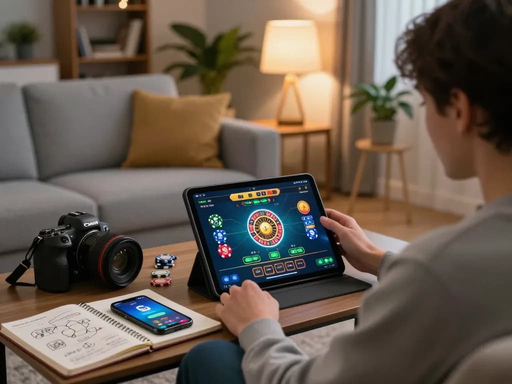 Player engaging with the 88clbgo app on a tablet, focused on online roulette gameplay