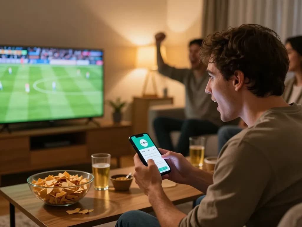Socolive sports betting app in action during an exciting soccer match viewing.
