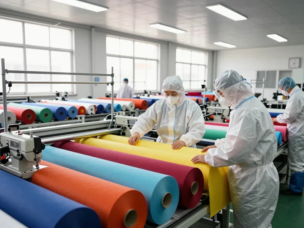 Sunwin textile manufacturing facility showcasing vibrant fabrics and teamwork.