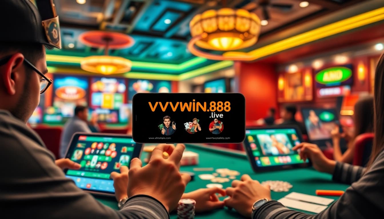 Players enjoying online casino games at vvvwin88.live with a vibrant, engaging atmosphere.