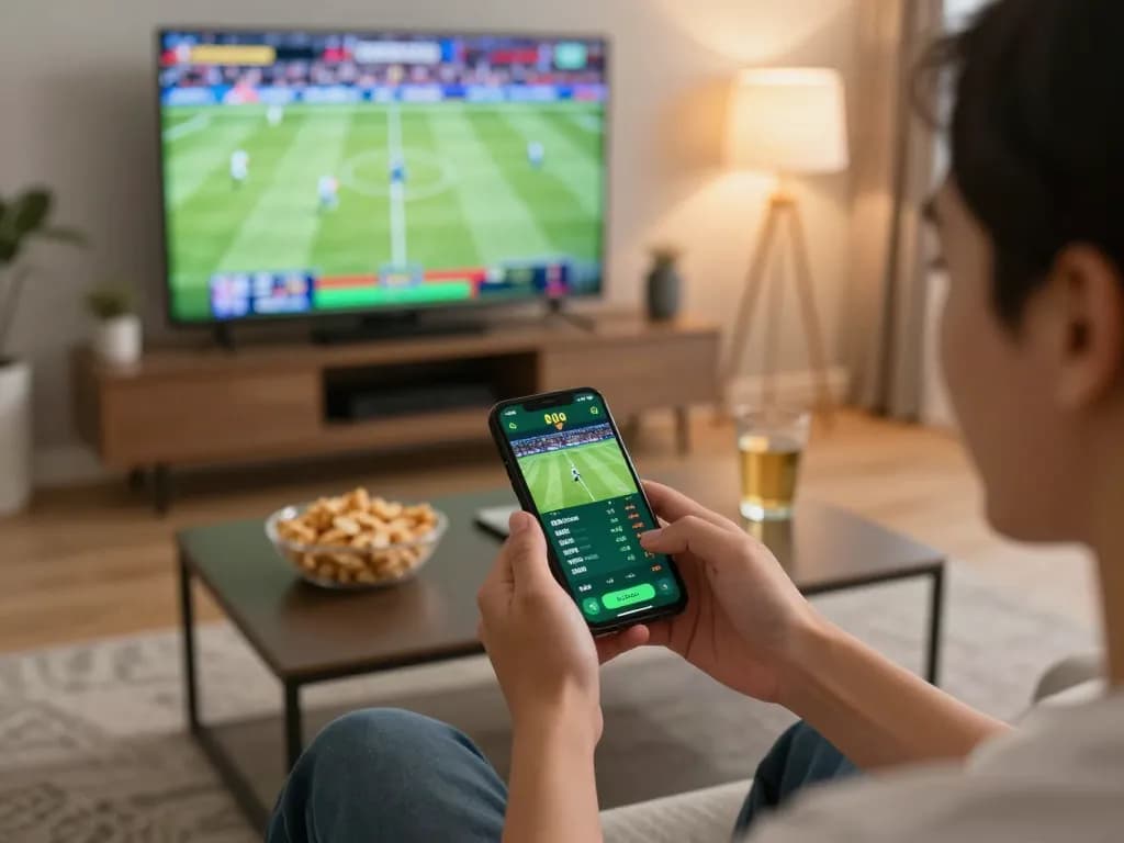 Engaging moment of mobile sports betting with 89bet com app showcasing live odds and games, evoking excitement.