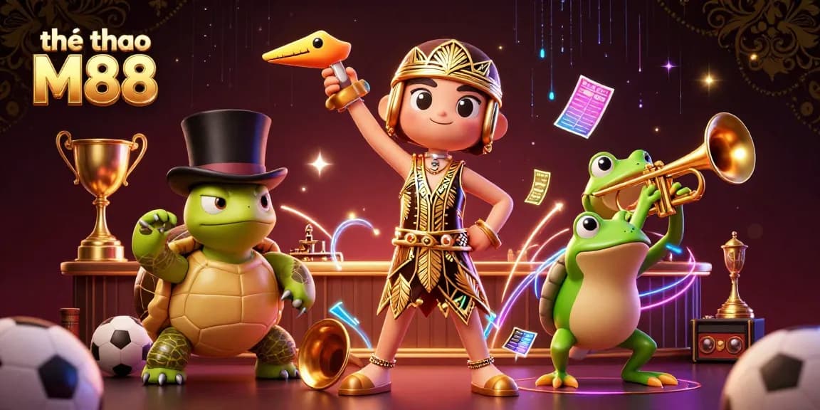 Engage in thrilling sports betting with thể thao M88 amidst vibrant characters and dynamic elements.