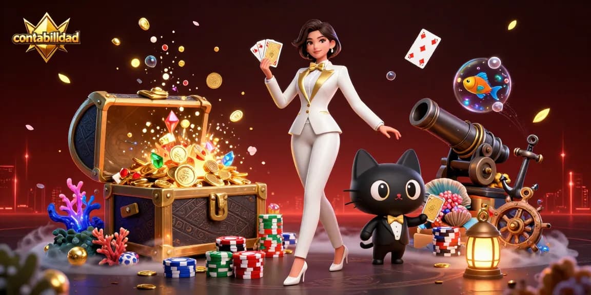 Engage in thrilling gameplay at contabilidad with a glamorous dealer and playful cat at the table.