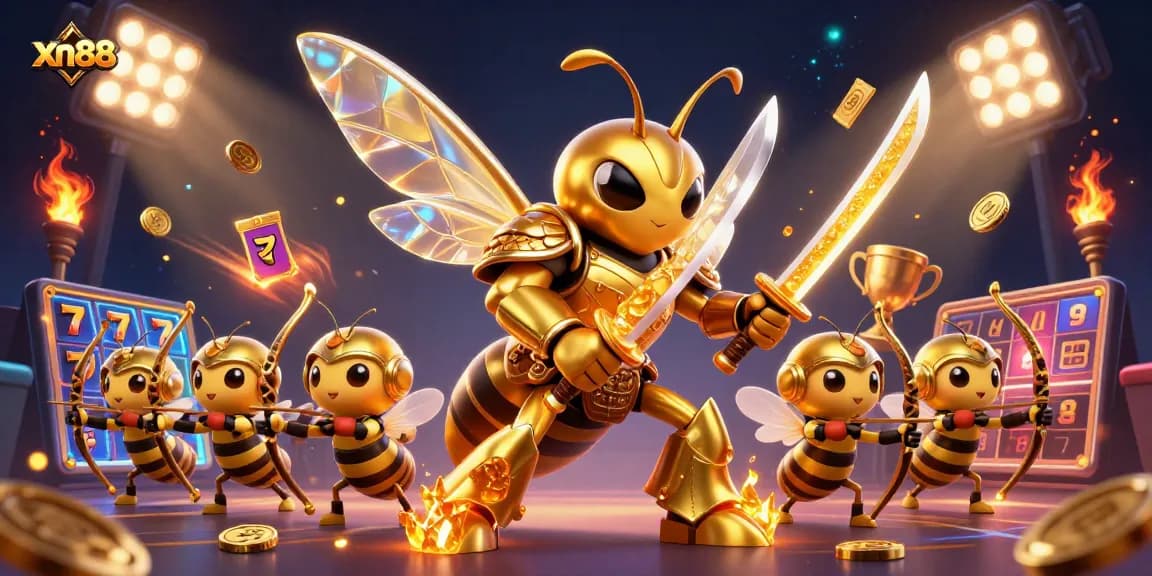 Experience thrilling slots action with xn88's vibrant 3D illustration showcasing unique casino elements.