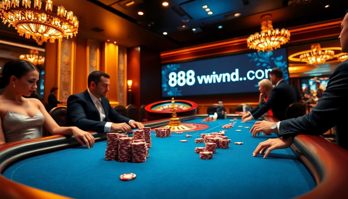 Feel the excitement of poker at 888vnd.com with glamorous players and flashy chips.