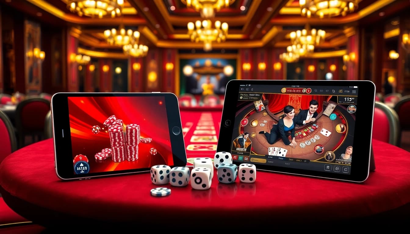 Xóc đĩa online application for iOS enhancing user experience with interactive devices and casino ambiance.
