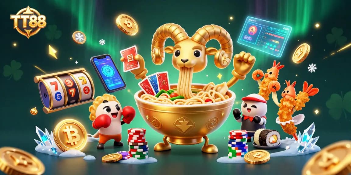 TT88 promotes thrilling card dealing action with vibrant characters in an exciting casino scene.
