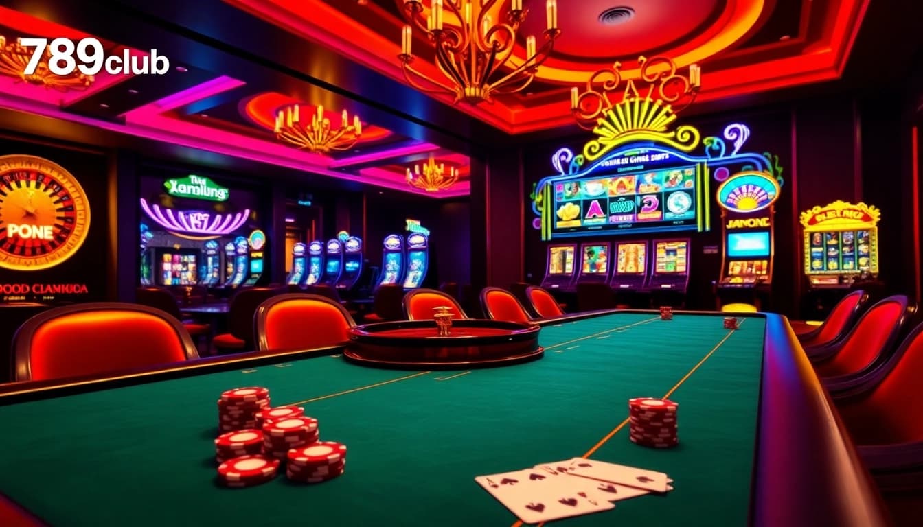 789club casino experience featuring vibrant game tables and dynamic online interface.