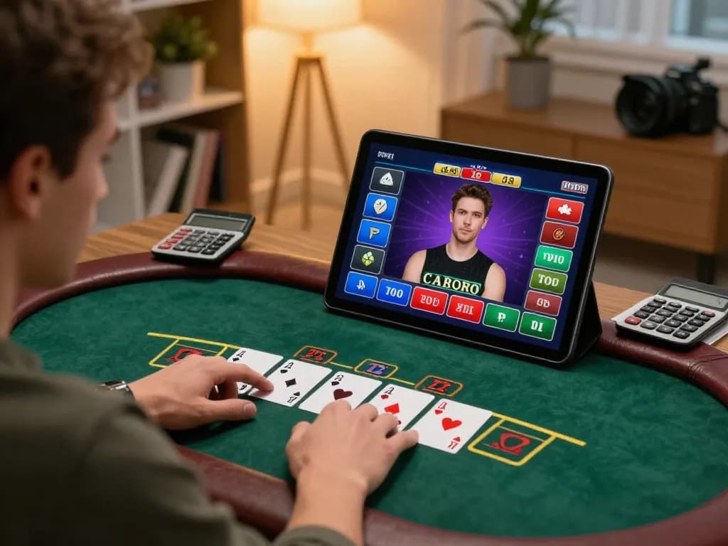 Player engaging in live blackjack on tg887 casino app, showcasing strategic gameplay in a cozy home setting