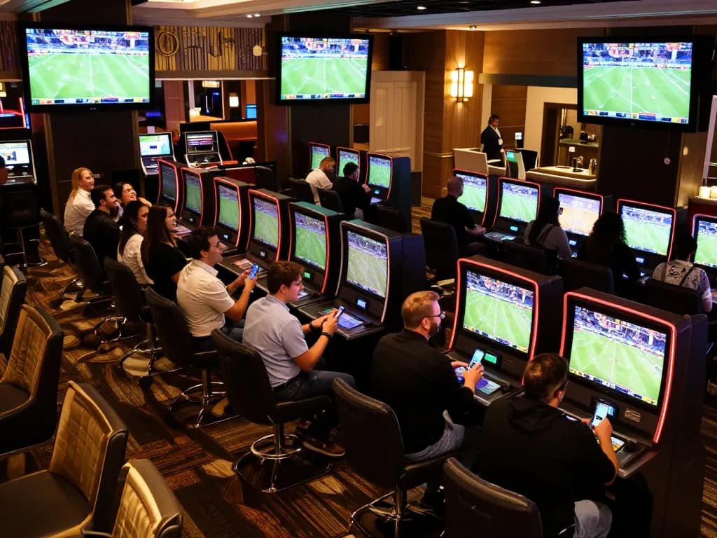 Bongdalu connects sports betting enthusiasts in a high-energy casino environment showcasing live event screens.