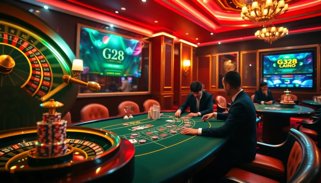 Experience the thrill of gambling with g28 trang chủ at a luxury casino featuring roulette and poker.