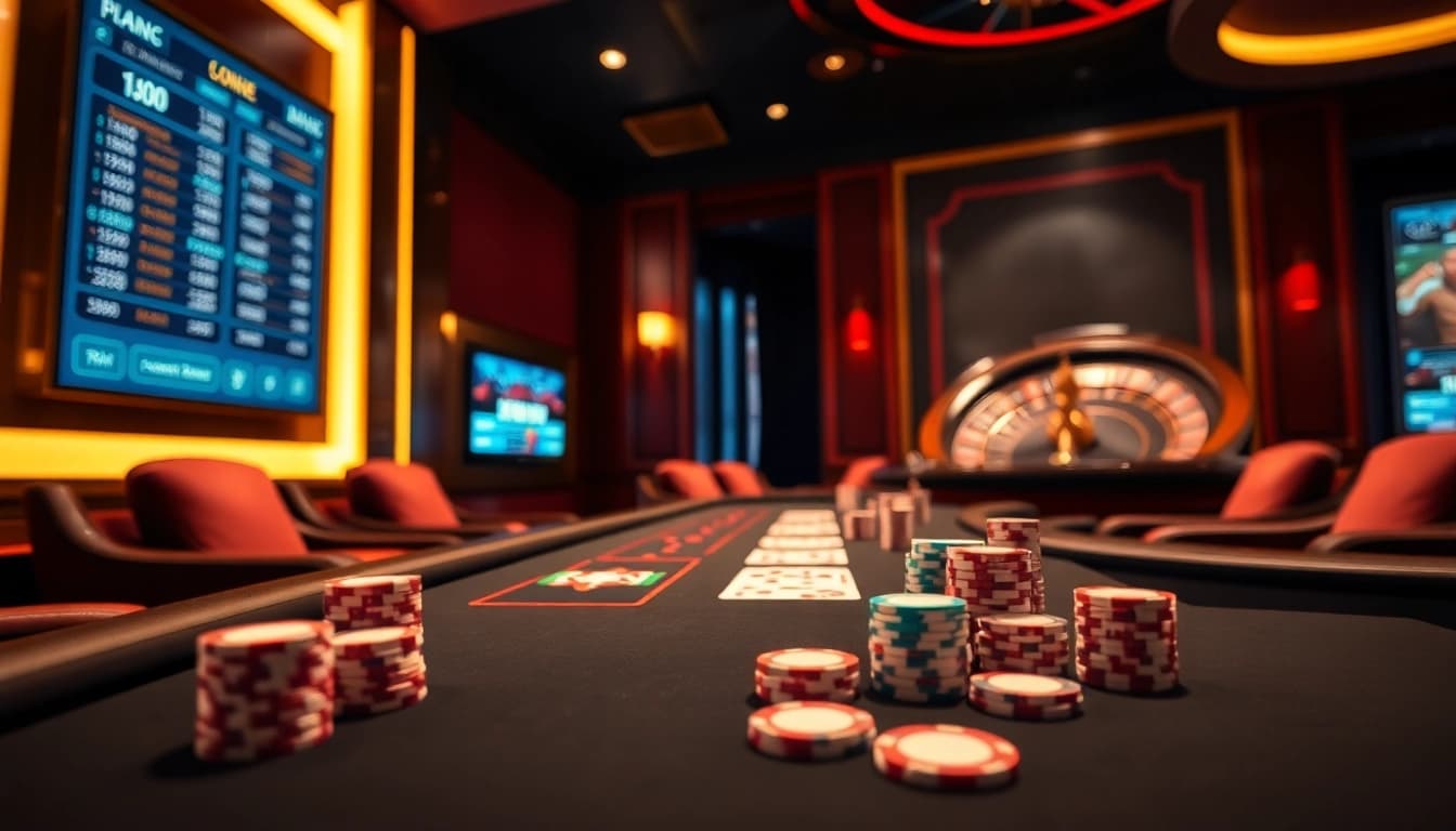 Exciting casino experience at 888neww8.com featuring poker chips, cards, and roulette.