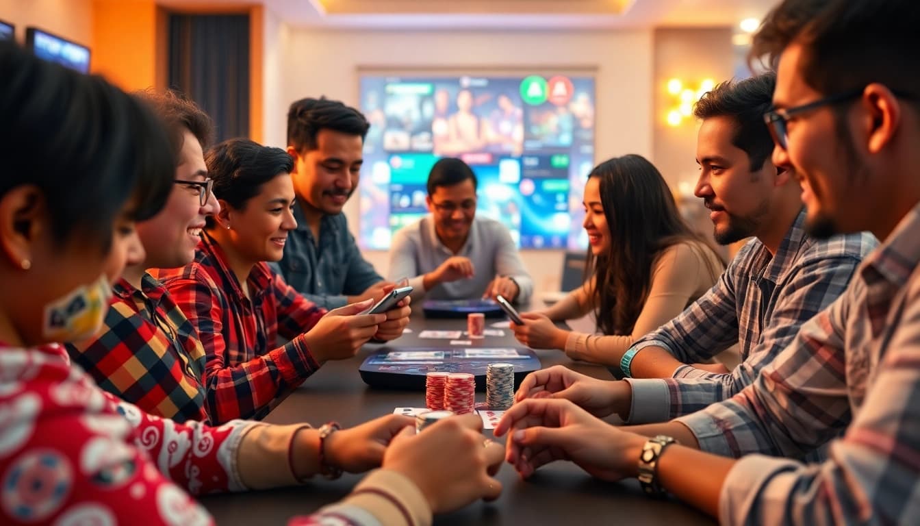 Dynamic gaming atmosphere at topgamebaidoithuong.mx with diverse players enjoying popular card games.
