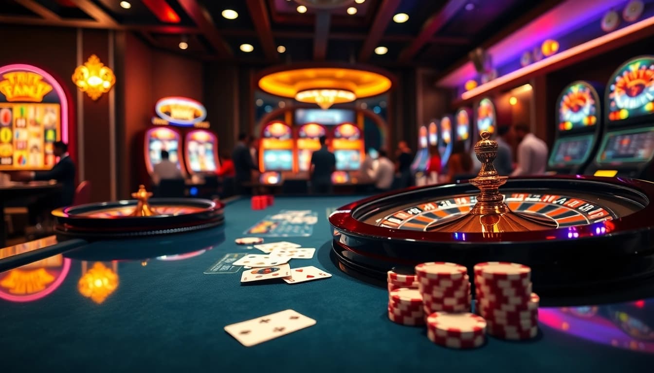 Experience thrilling online gambling action at https://mm88.london/ with vibrant tables, roulette, and colorful slot machines.