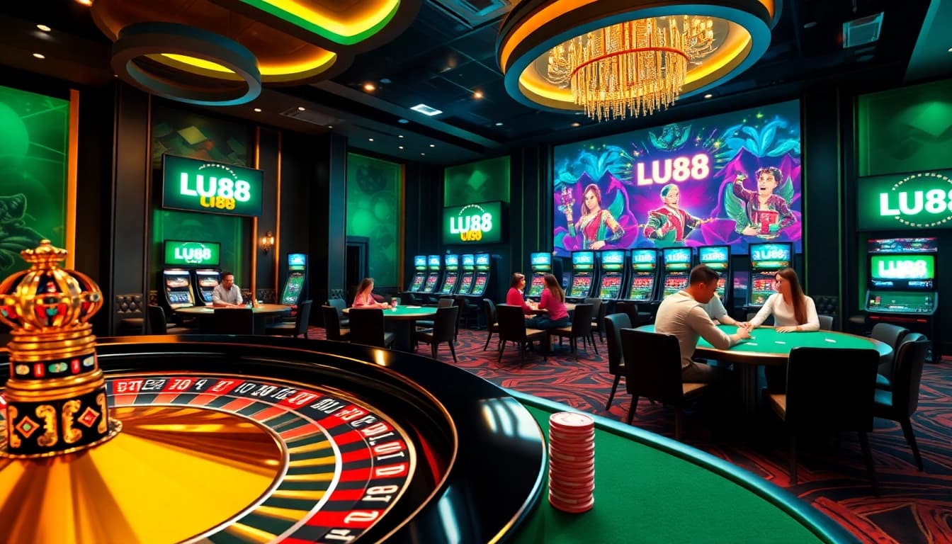 Experience gaming excitement at trang chủ lu88 with a vibrant online casino interface featuring roulette and poker.