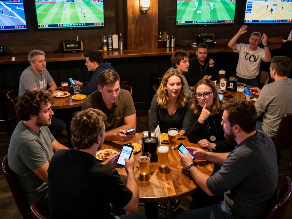 Sports betting action at the bar with excited patrons placing bets on tylekeonhacai88
