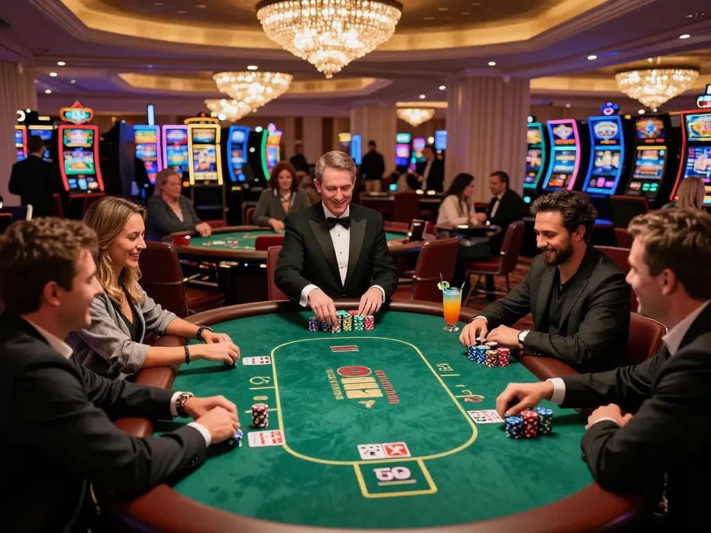 Players savoring high-stakes poker action at https://www.bearcreekwatershed.org/macroinvertebrates casino, chips stacked and drinks flowing.