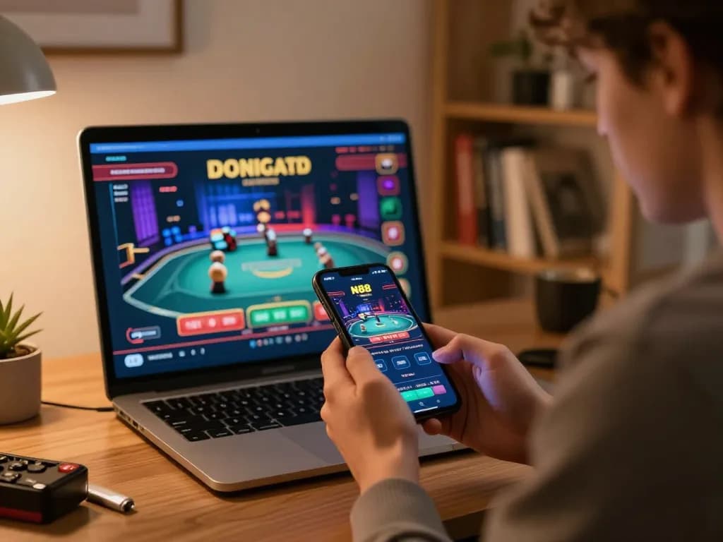 N88 mobile casino app gameplay with user engaging in strategic betting.