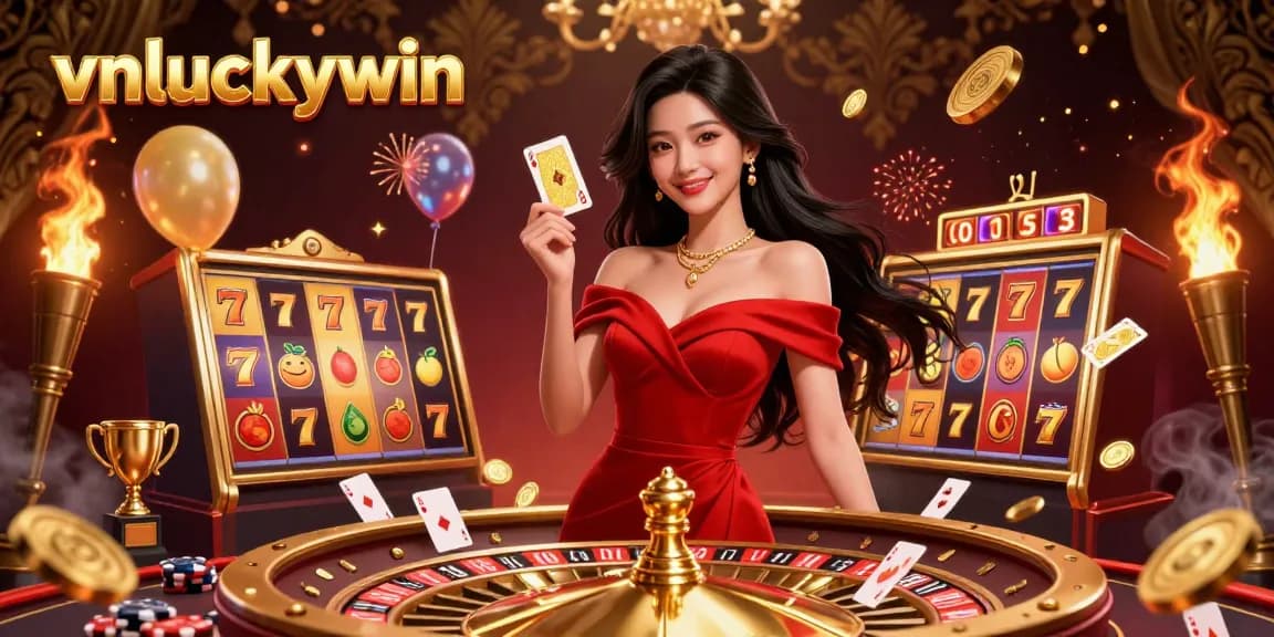 Experience thrilling gaming with vnluckywin’s elegant card playing alongside a golden roulette wheel.