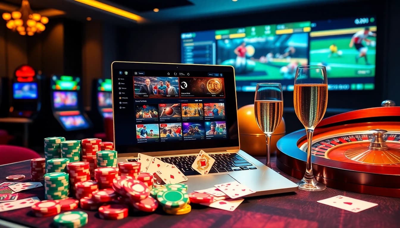 Join the thrill of Nhà Cái QQ88 with vibrant casino visuals showcasing online gaming excitement.
